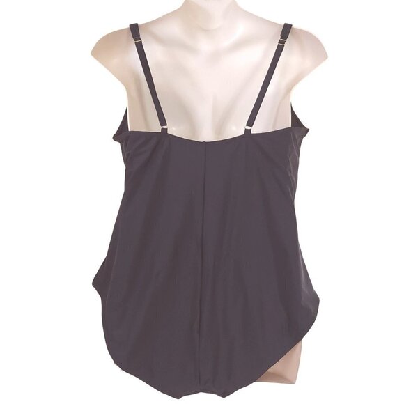 Cromer Resortwear Womens Plus Size Black Ruched One-Piece Swimsuit - Picture 6 of 11